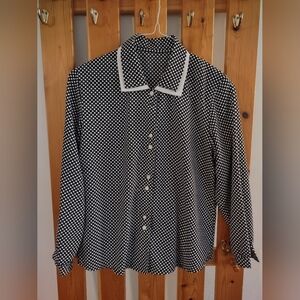 Timeless Polka Dot Button-Down Blouse